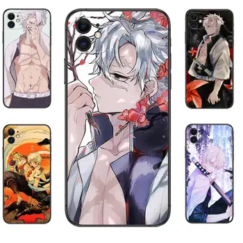 Anime Demon Slayer Sanemi Juoda Telefono dėklas skirtas IPhone 14 13 12 11 Pro Max Mini SE XR X XS Max 8Plus 7plus 6 15 TPU Minkštas Viršelis