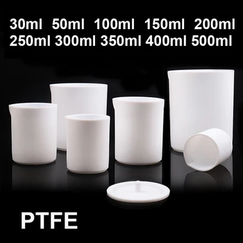 Balta PTFE Matavimo Puodelį, Stiklinę Silikono Lab Tiekia Maistines 30ml 50ml 100ml 150ml 200ml 250ml 300ml 350ml 