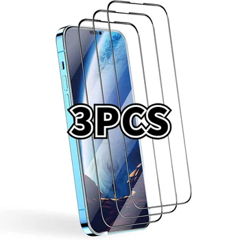 3PCS 9H Grūdintas Stiklas iPhone 12 13 Pro Max 15 14 Plius Screen Protector, IPhone, 11 Pro 7 8Plus X XR XS Max SE 2 3