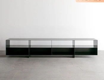 Italijos minimalistinio TV spintelė, elegantiškas kambarį dizaineris su black metalo ir aliuminio lydinio.