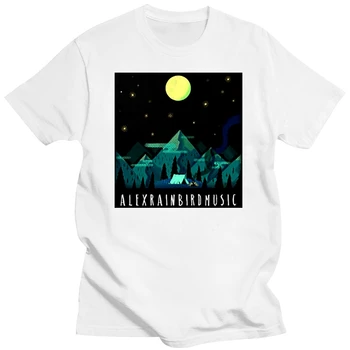 Live Show T-Shirt Kalnai marškinėliai mėnulis naktį pobūdžio palapinė žvaigždučių kempingas kalnai