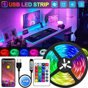 LED Juostelės Žibintai, USB 5050 RGB Led Žibintai, Lanksti Lempa Juostelės Diodų Juosta 1-30M 