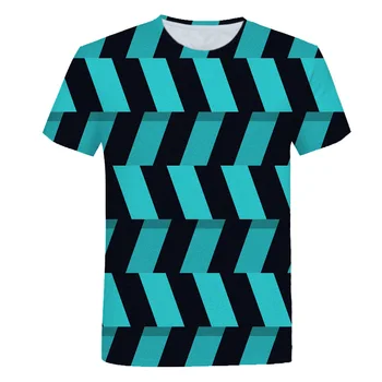 Vyrai 3D Solid Geometry Dryžuotas Spausdinti Vasaros Marškinėliai trumpomis Rankovėmis Streetwear Mados Atsitiktinis Harajuku Negabaritinių O-kaklo Viršų Tees