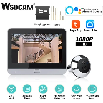 WSDCAM Wifi, Patalpų Kamera, 1080P Tuya Akutė Doorbell PIR Judesio Aptikimo Durų Viewer Naktinio Matymo Vienas iš Būdų Kalbėti 5000mAh