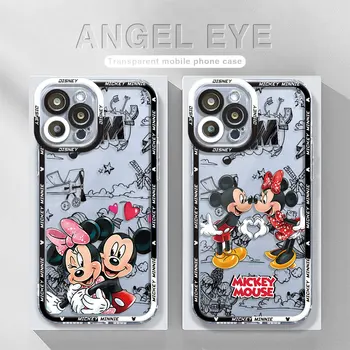 Disney Mickey Mouse Atveju iPhone, SE X XS 12 Mini 11 13 Pro Max XR 15 Plius 8 7 6s 14 Pro 12 Išvalyti Silikono Apvalkalas Coque Dangtis