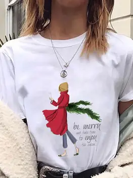 Akvarelė Raidė 90-ųjų Naujųjų Metų Moterų Drabužių Mados Kalėdų Tee Marškinėliai Drabužių Moterims Viršų Spausdinti Grafinis T-shirts