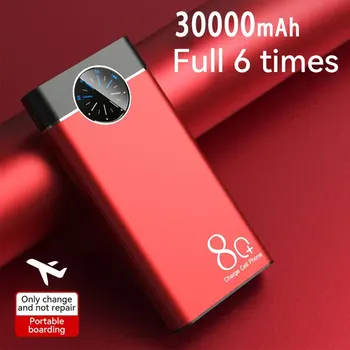 30000mAh Didelės Talpos Aliuminio Lydinio Galia Banko Multi-Socket Super Greito Įkrovimo Plonas Nešiojamasis Galios Banko 2023 Naujas Modelis