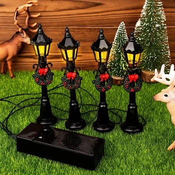 4Pcs/Set Kalėdų Mini Gatvės apšvietimo Modelių Lėlių Streetlight Micro-Kraštovaizdžio Pasakų Sodo Reikmenys