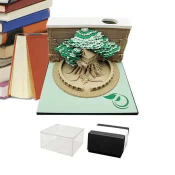 3D Memo Pad Medžio Notepad Ašara Toli Medžio Skulptūra Ašara Toli Medžio Skulptūra Memoscape Juostelę Popieriaus Drožyba Meno Housewarming Desktop
