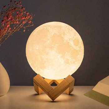 F5 8cm Mėnulio Lempa, LED Nakties Šviesos Baterija Su Stovu Žvaigždėtą Lempos Miegamojo Puošimas Naktį Žibintai Vaikams Dovanų Mėnulio Lempos Kalėdų Dovana