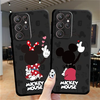 Disney Mickey Minnie Pora Telefono dėklas Samsung S22 S23 S20 S21 FE Ultra Pro Lite S10 S9 S8 5G S10E M52 Plius Juodo Dangtelio