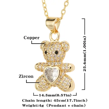 Karšto pardavimo vario mikro inkrustacijos papuošalų su deimantų širdies meškiukas pakabukas ant www.grycia.lt, madingi ir madinga karoliai