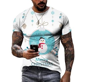 Vasaros Kalėdų Senį Modelio vyriški T-shirt Hip-Hop 3D Spausdinimo Asmenybės Kaklo trumpomis Rankovėmis Mados Drabužiai
