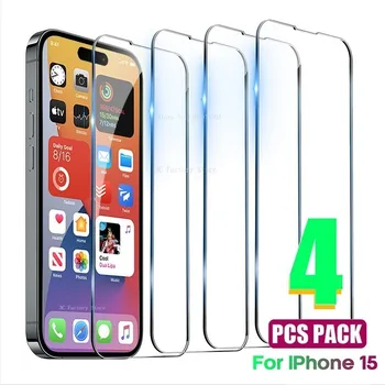 4Pcs Apsauginis Stiklas iPhone 15 Pro Max 14 Pro 11 12 13 Mini Screen Protector, iPhone 15 Ultra XR XS 7 8 14 15 Plus Stiklo