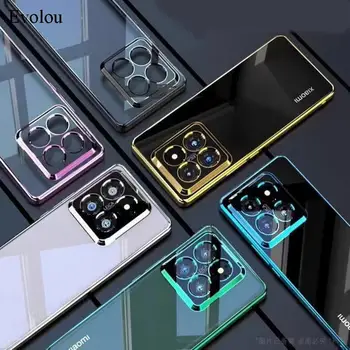 Ultra-plonas Silikono Danga TPU Case For Xiaomi Poco X6 Pro 5G Galvanizavimo Skaidrus, atsparus smūgiams Galinio Dangtelio POCO X6Pro