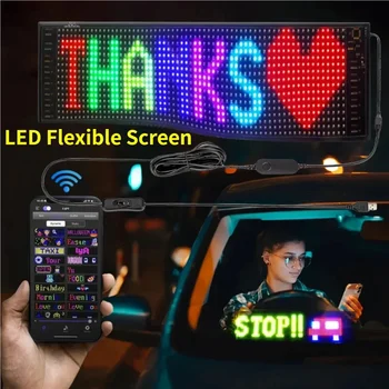 LED Automobilių Pikselių Skydelis Ženklai Slinkimo Šviesus Reklama LED Lankstus Ekranas, USB, 