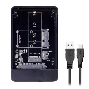 Cablecc mSATA SSD & Combo M. 2 NGFF B-raktas į USB Tipo C Konverteris Atveju, Gaubtas, Adapteris su Jungikliu