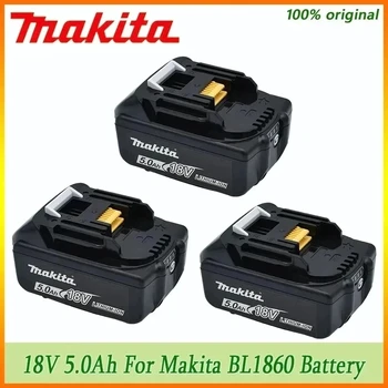 100% Originalus 18V Makita 18V 5.0 Ah Įkraunamas Elektros Įrankiais, Baterija su LED Li-ion Pakeitimo LXT BL1860B BL1860 BL1850