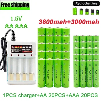 AA AAA Baterijos Naujos 1.5 VRechargeableBattery AA3800MAH AAA3000MAH su Krovikliu LED Žibintuvėlis Flashlightorelectronicdevices