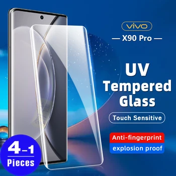 1-4Pcs 9D padengti vivo S15 S16 S12 x80 x90 pro plus UV Grūdintas Stiklas telefono screen protector NEX 3 3S UV stiklo apsauginė plėvelė