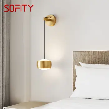 SOFITY Šiuolaikinio Žalvario Šviesos Siena LED 3 Spalvų Kūrybos Paprastumo Aukso Interjero Sconce Naktiniai staleliai, Namų Miegamasis