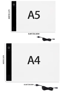 A4/A5 Dydžio Trijų lygių Pritemdomi USB Led Šviesos Trinkelėmis,Tablet Akių Apsauga Lengviau Diamond Dažymo Priemonės, Siuvinėjimo Reikmenys