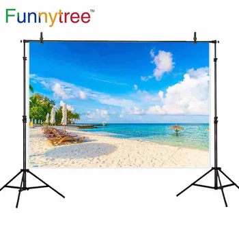Funnytree backdrops fotografijos studija, paplūdimys, jūra, dangus vasarą kraštovaizdžio kokoso medžio profesinę patirtį photobooth