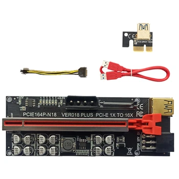 VER018 PLUS PCI-E Riser Card PCI-E 1X Iki 16X USB3.0 60Cm Grafika Riser Card Su 12 Kietieji Kondensatoriai, Kasybos