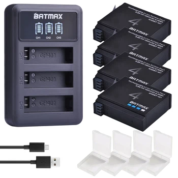 Batmax 1680mAh Baterija Gopro Hero 4 Kameros+LED 3-Lizdai USB Įkroviklio Gopro Hero 4 Veiksmų fotoaparato Priedai AHDBT-401