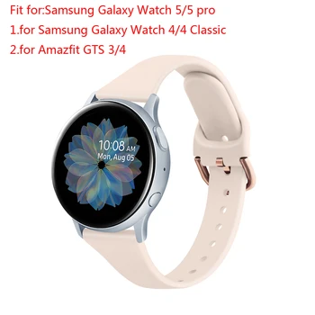 20mm Silm Silikono Dirželis Samsung Galaxy Žiūrėti 5/5 pro Aktyvus skaičius 2/3 45mm 42mm Pavarų S3 Watchband Apyrankę, Dirželį Amazfit PVP